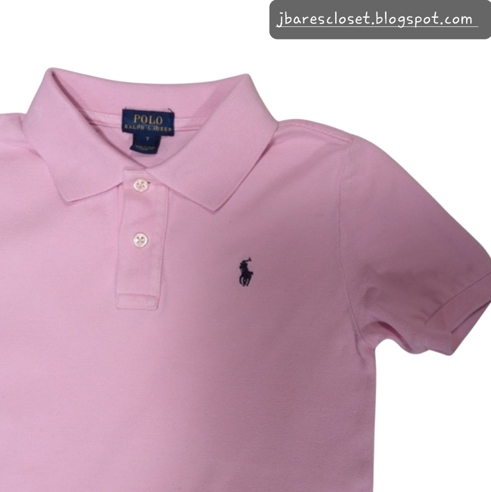 Polo Ralph Lauren | Boy's Short Sleeve Polo Shirt Size 7 Pink/Navy